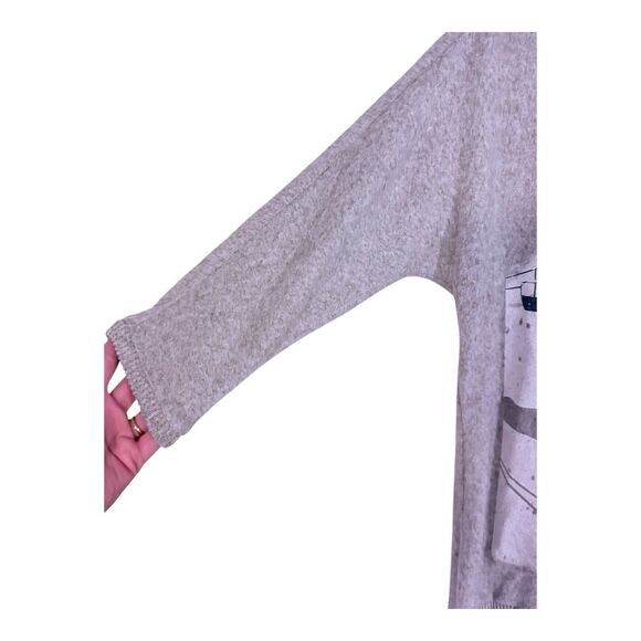 LOVE + LACE Top Women’s M Gray 3/4 Sleeve Bling Skii Season Graphic Sweater - Picture 4 of 11